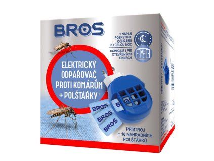 BROS elektrický odpařovač proti komárům + polštářky 10 ks